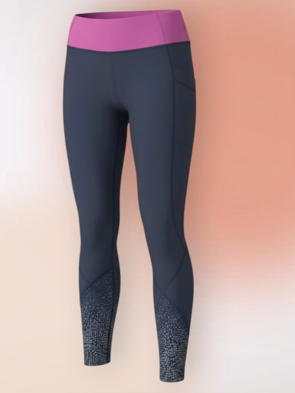 Lululemon Tight Stuff Leggings Navy and Violet Reflective Bottom Legs Size 6
